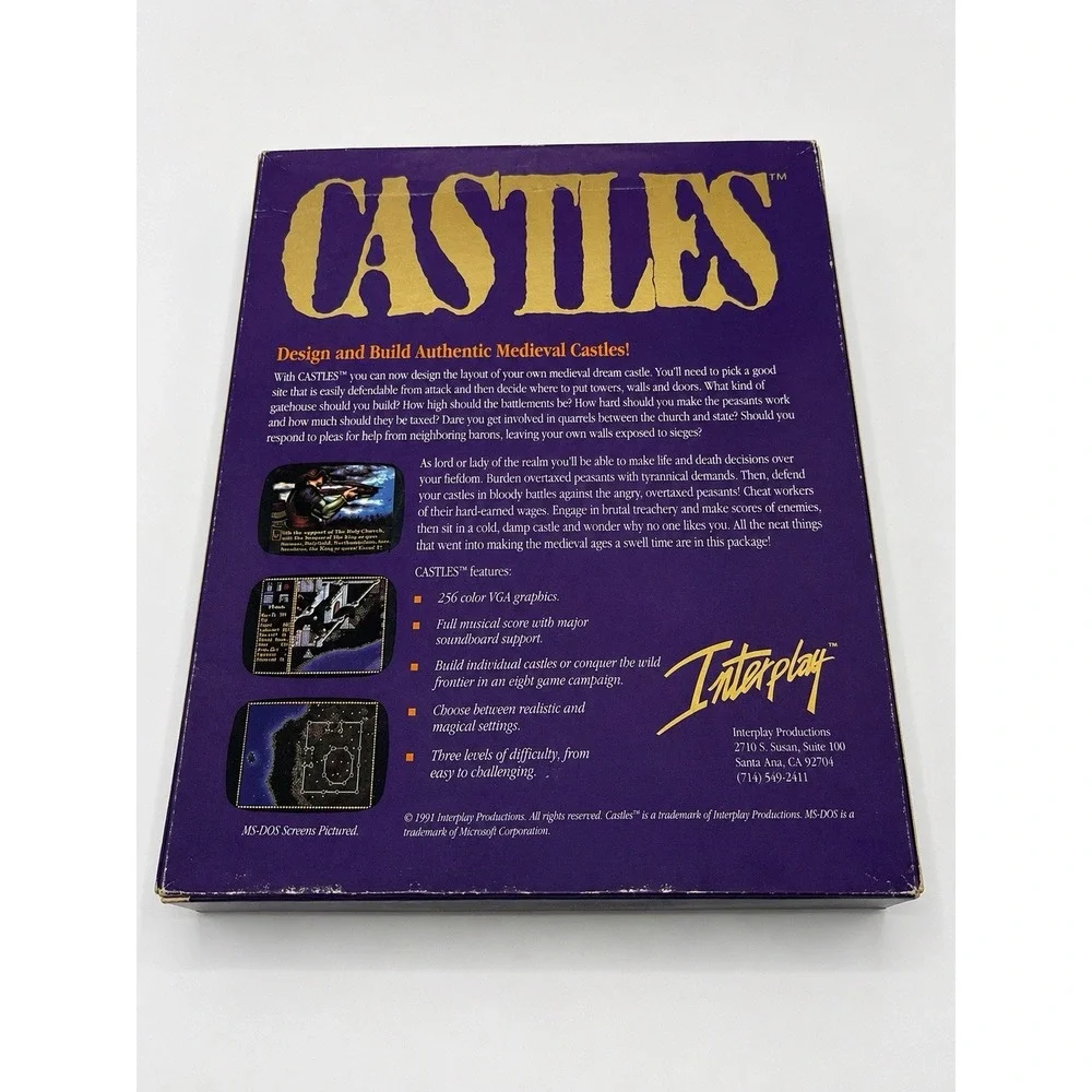 Castles IBM PC Big Box Complete 1991 Interplay 3.5 & 5.25 Floppy DOS CIB Manual